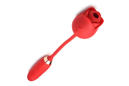 Bloomgasm Romping Rose Suction and Thrusting Vibrator - Red