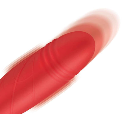 Bloomgasm Romping Rose Suction and Thrusting Vibrator - Red