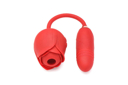 Bloomgasm Romping Rose Suction and Thrusting Vibrator - Red